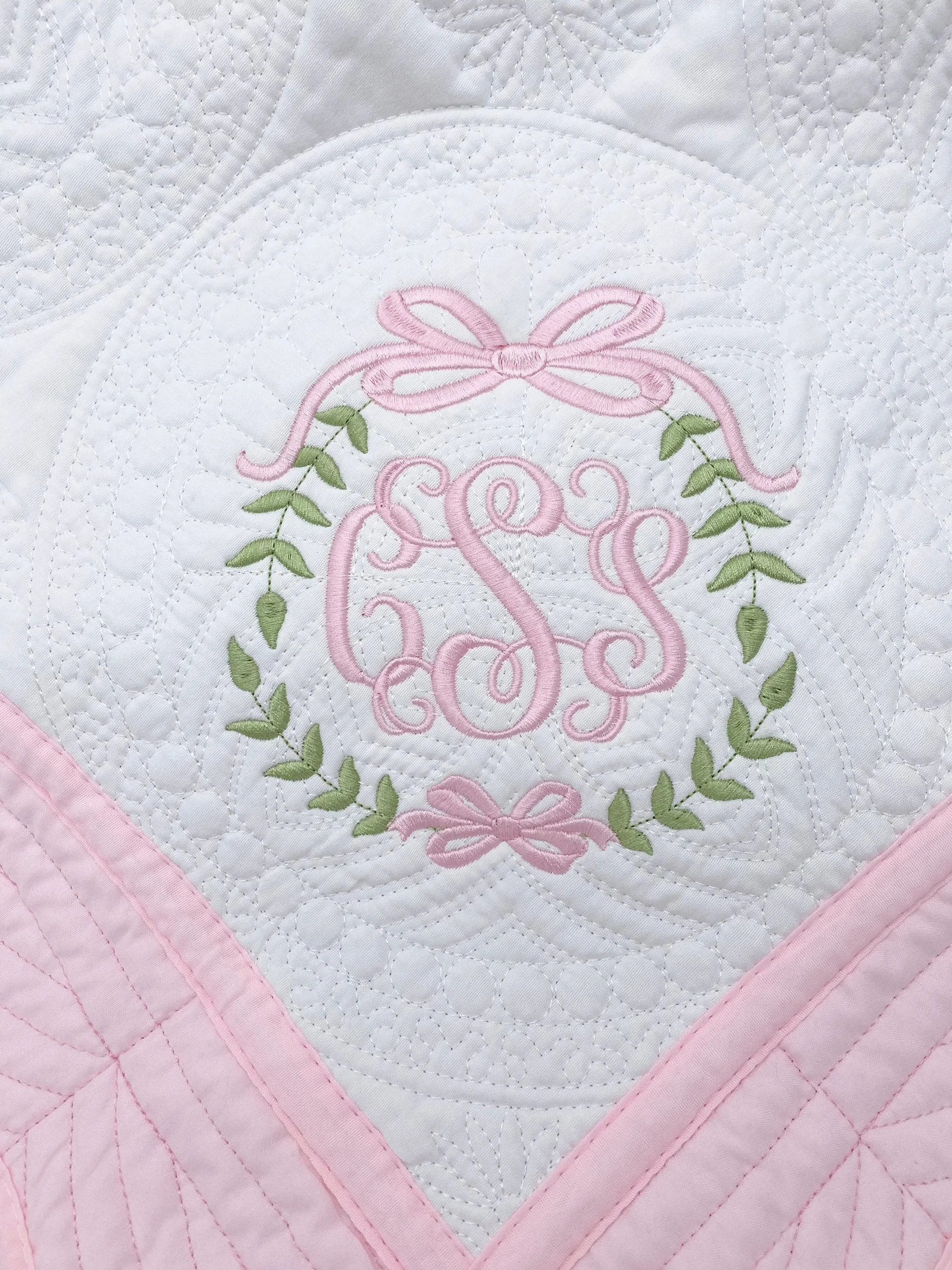 Monogrammed Ribbon Wreath Baby Blanket