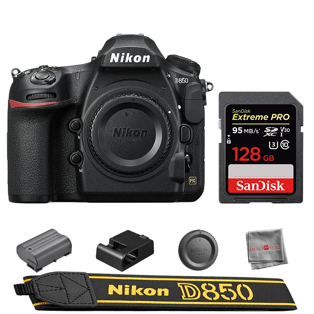 Nikon D850 DSLR Camera Body   SanDisk 128GB Extreme Pro Memory Card