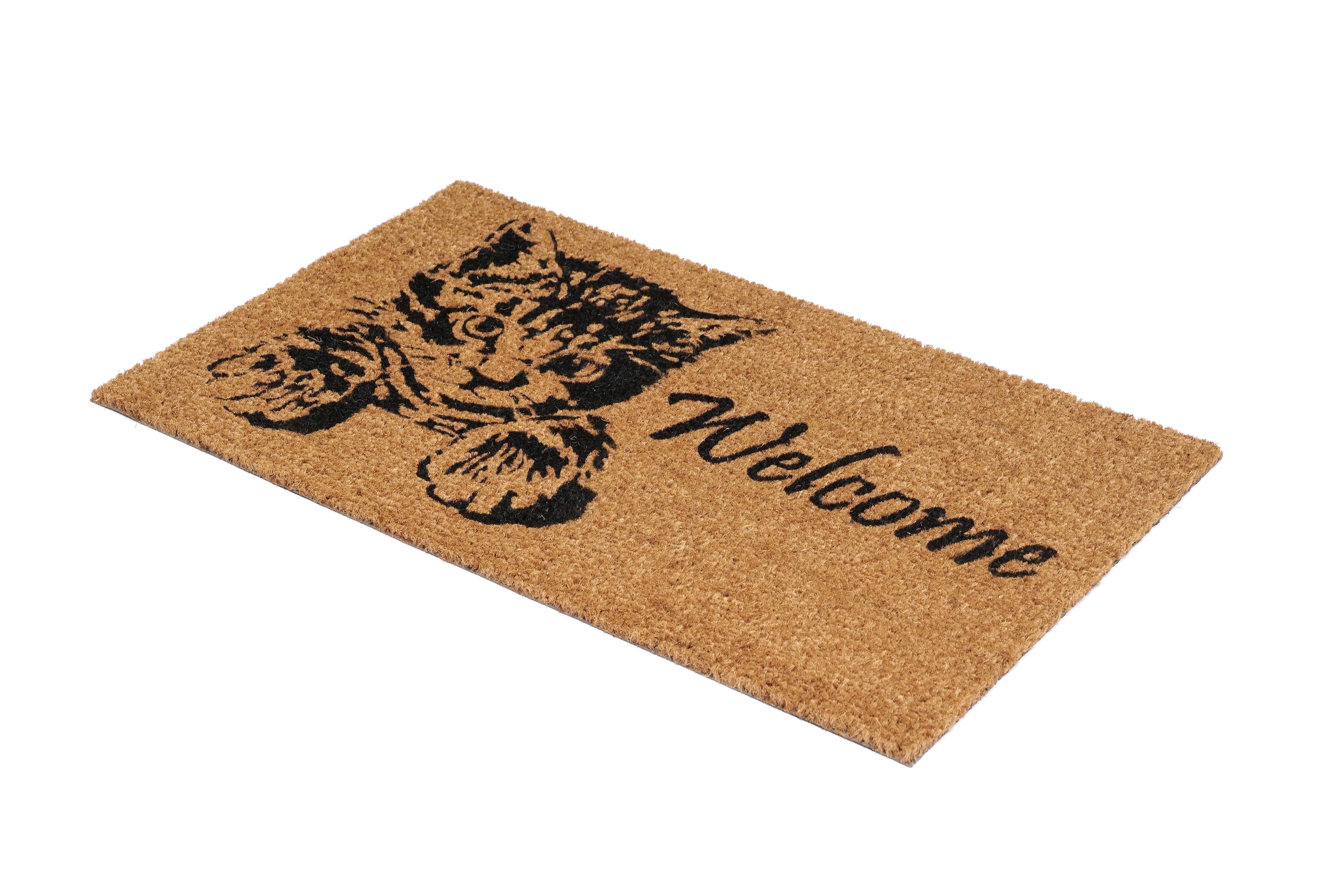 OnlyMat Cat Welcome Printed Elegant Natural Coir Doormat