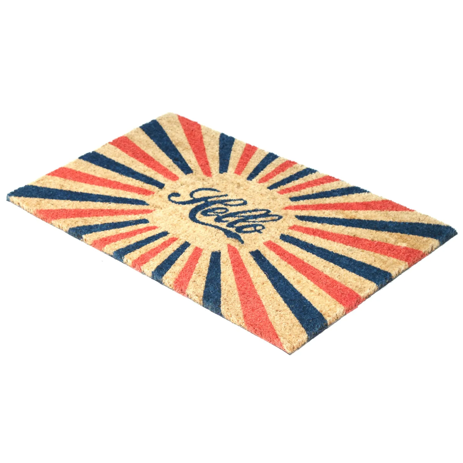 OnlyMat Colourful Hello Printed Retro Natural Coir Entrance Door Mat
