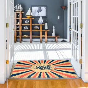 OnlyMat Colourful Hello Printed Retro Natural Coir Entrance Door Mat