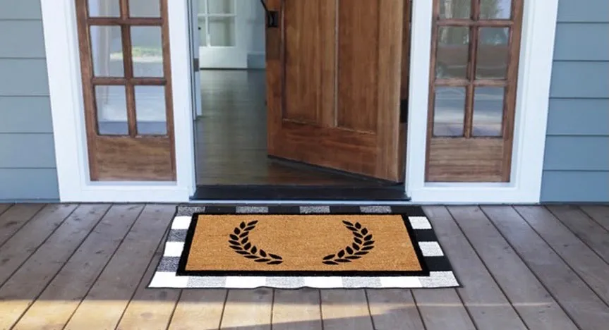 OnlyMat COMBO : Floral Personalized Doormat (Design 2) with Cotton Underlay Rug