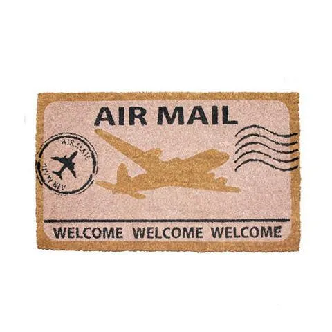 OnlyMat Elegant Air Mail and Welcome Printed Natural Coir Entrance Doormat