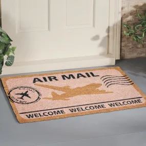 OnlyMat Elegant Air Mail and Welcome Printed Natural Coir Entrance Doormat