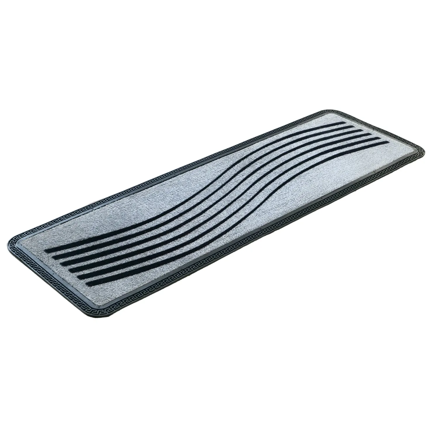 OnlyMat Luxury Anti-Skid Soft Polypropylene WAVE Flocked Oblong Floor Mat -Silver , 40 cm x 120 cm