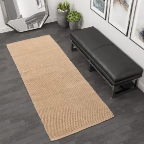 OnlyMat Natural Thin Eco-Friendly Handwoven Jute Long Runner Luxe Rug for Bedside / Living Room Decor