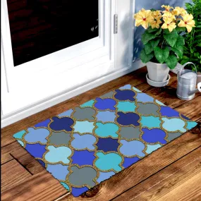 OnlyMat Stylish Golden Glitter printed Natural Coir Mult-colour Door Mat
