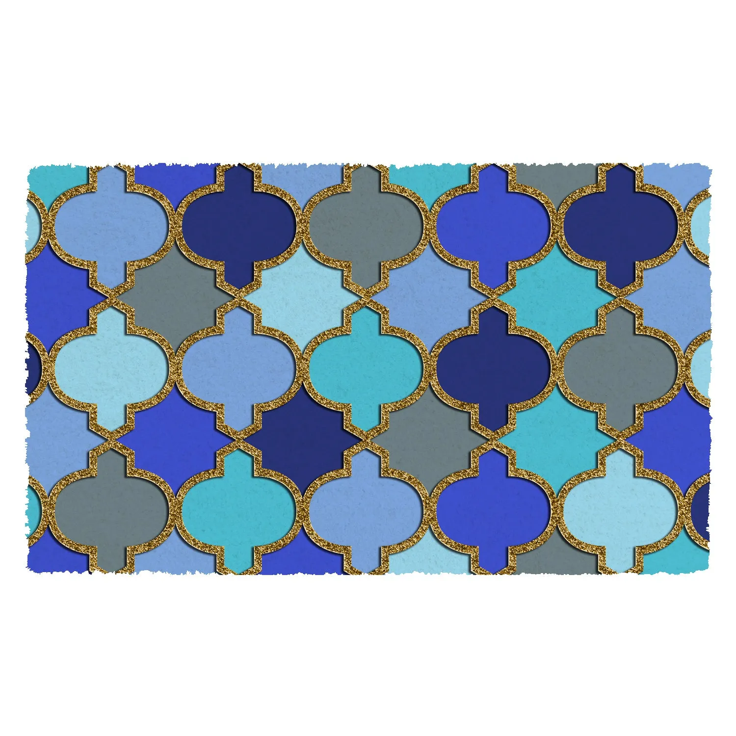 OnlyMat Stylish Golden Glitter printed Natural Coir Mult-colour Door Mat