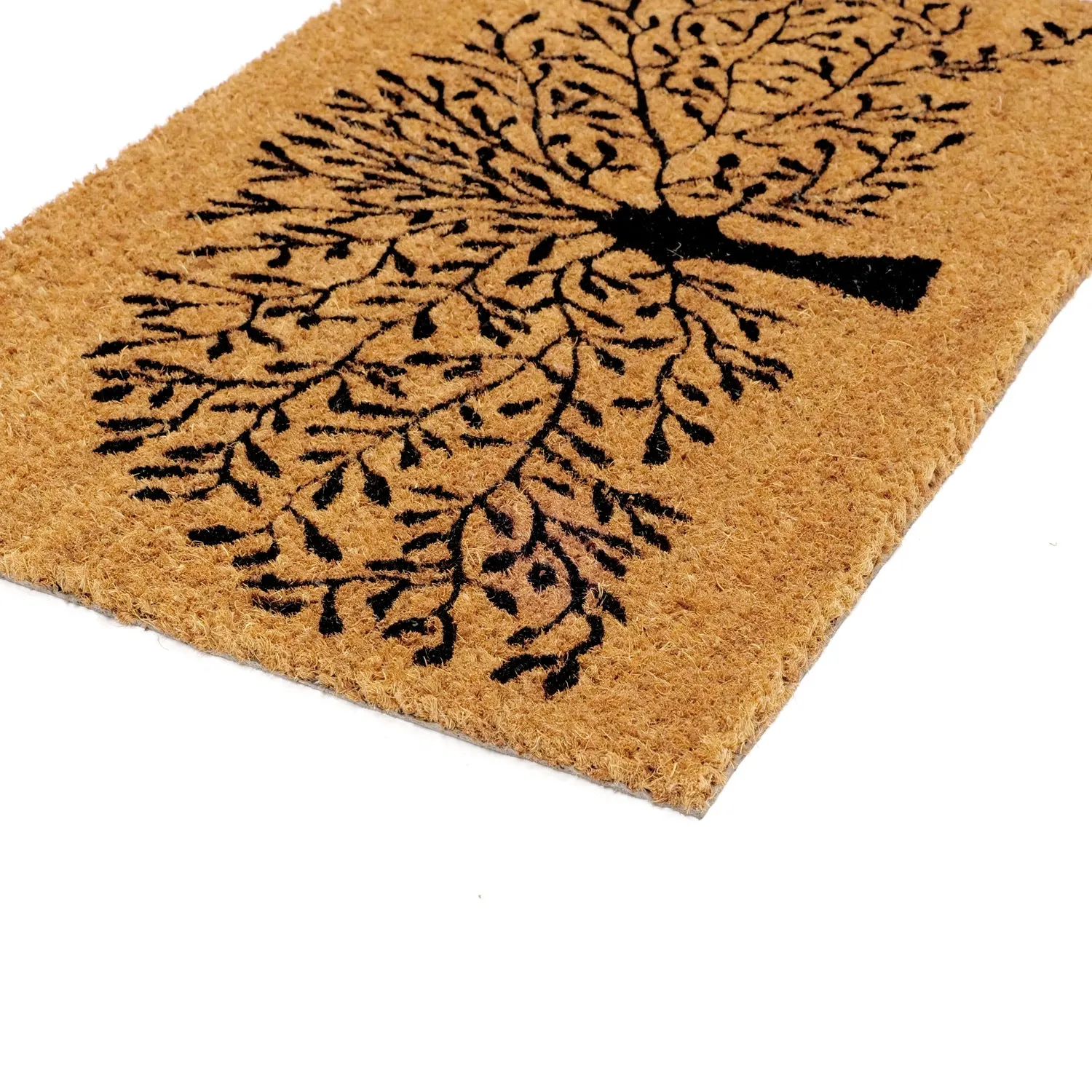 OnlyMat Tree Printed Natural Coir Doormat - 45cm x 75cm