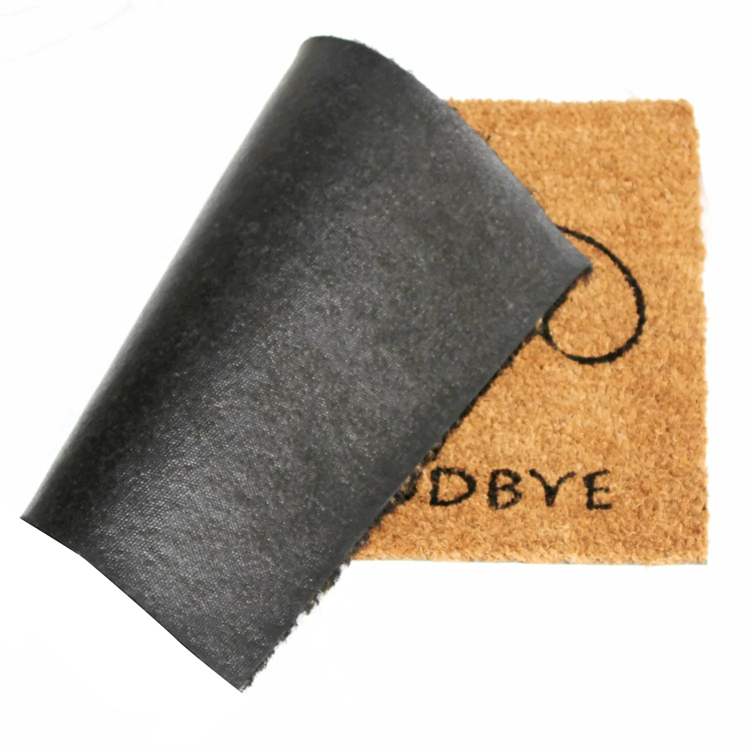 OnlyMat Welcome Goodbye and Cat Printed Natural Coir Entrance Door Mat