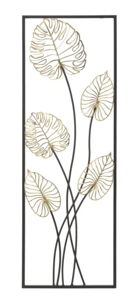 Palm Leaves Metal Wall Decor (Golden & Black)