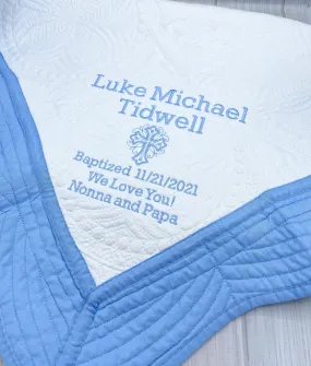 Personalized Baptism quilt blanket