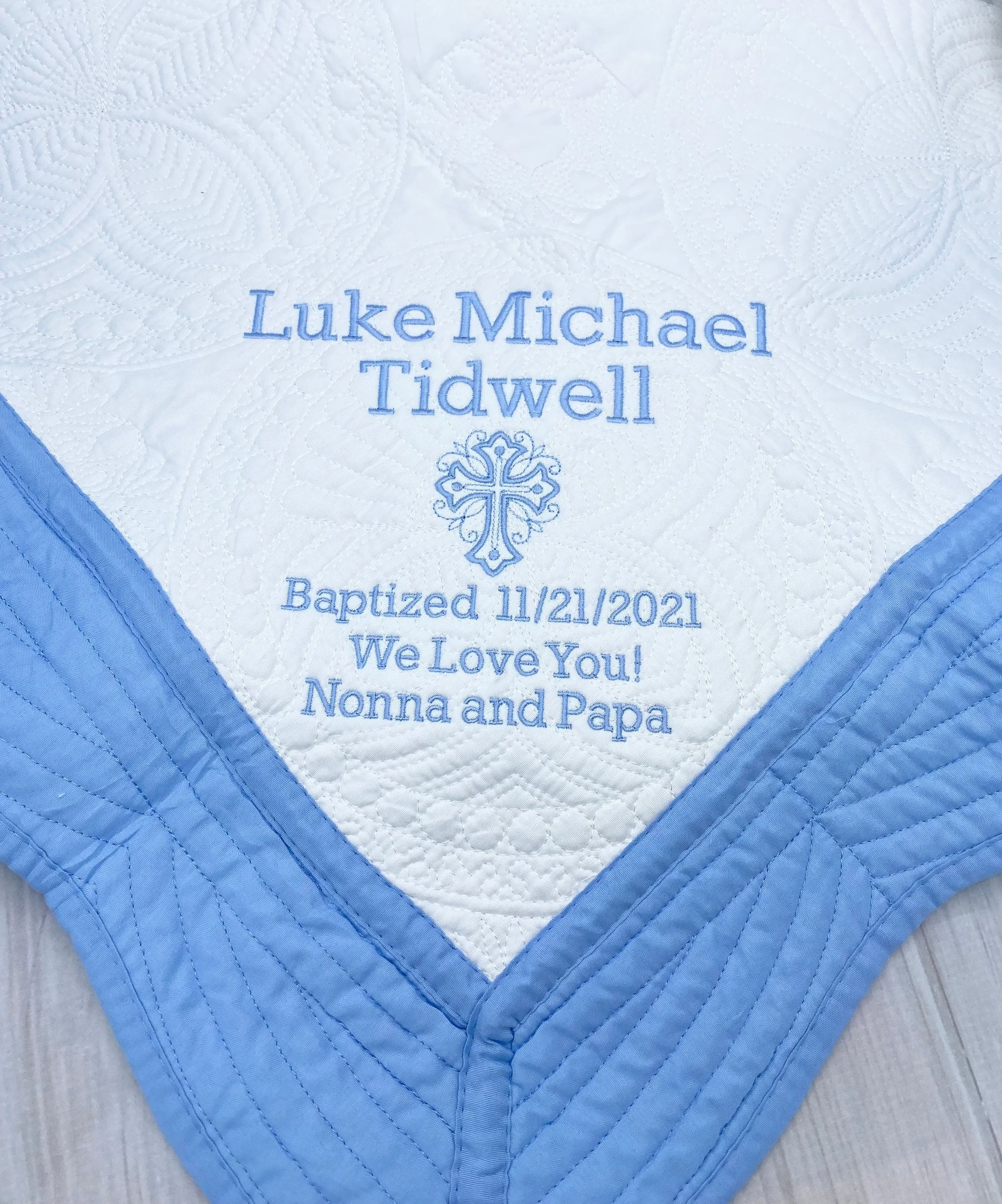Personalized Baptism quilt blanket