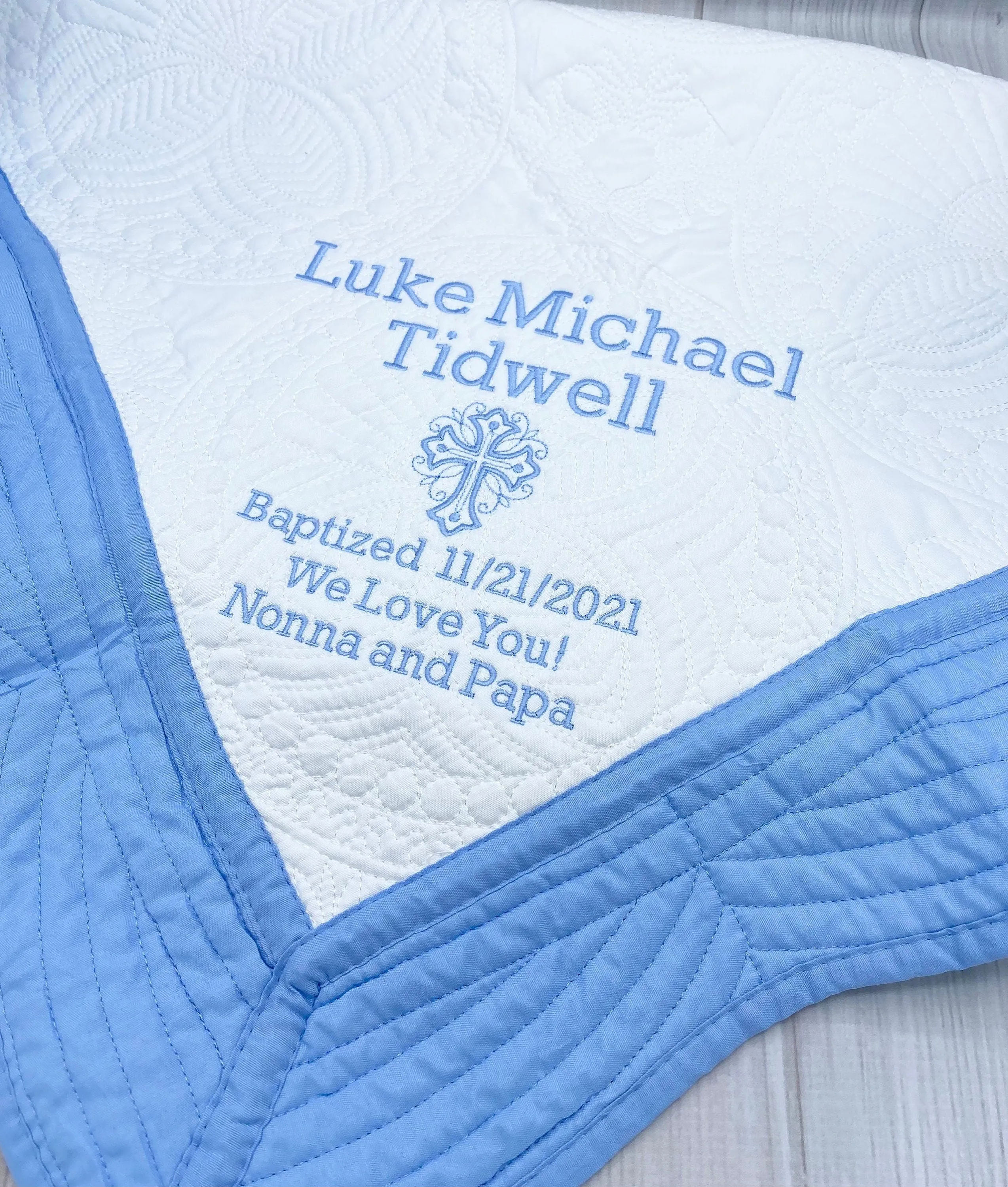 Personalized Baptism quilt blanket