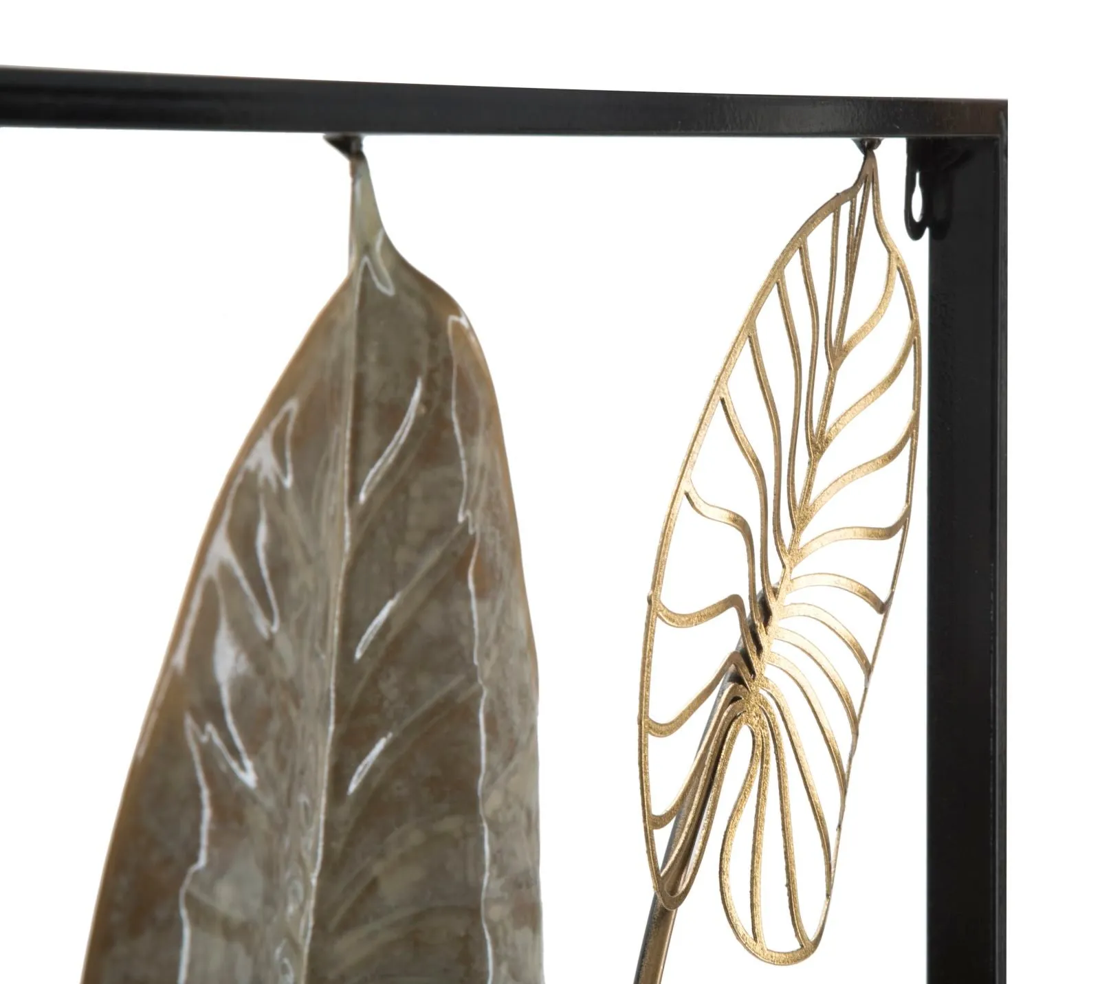 Plant Leaf Metallic Modern Wall Decoration ( with Square Frame)