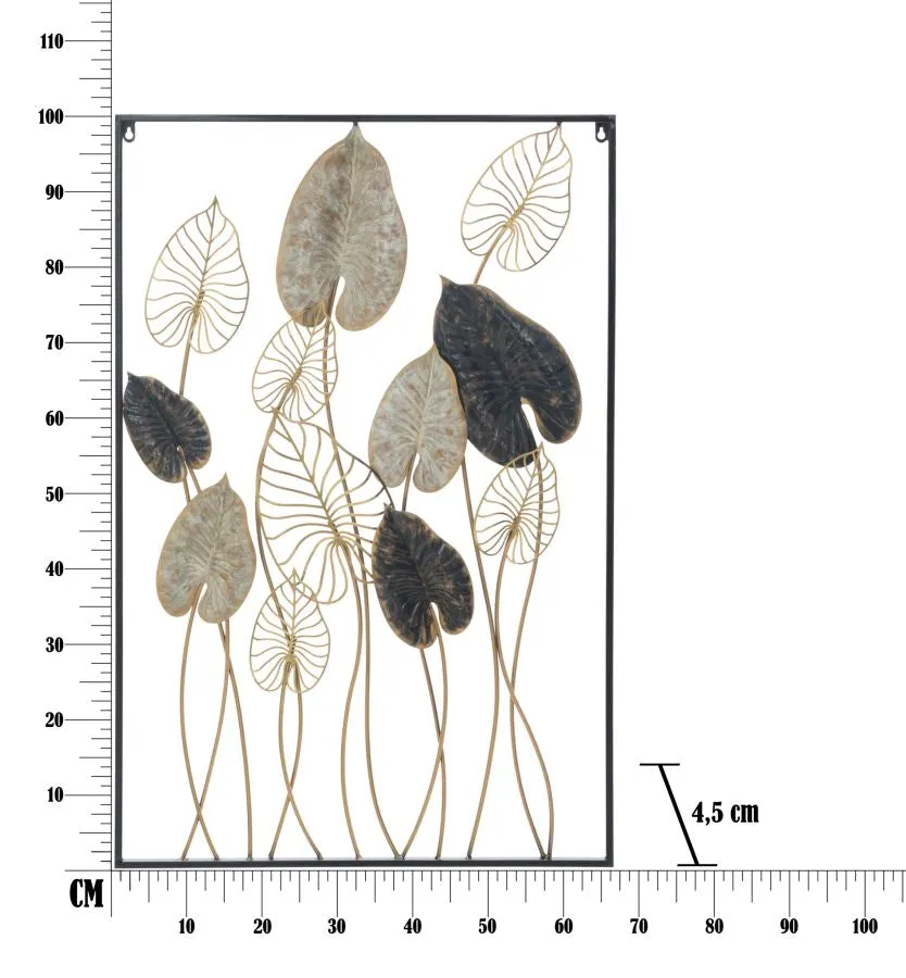 Plant Leaf Metallic Modern Wall Decoration ( with Square Frame)