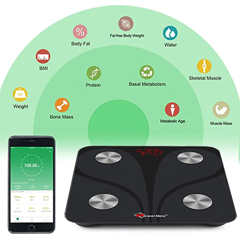PowerMax Fitness BCA-130 Bluetooth Body Fat Scale - Body Composition Analyser with SmartPhone App