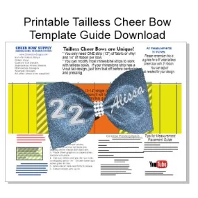 Printable Tailless Cheer Bow Template And Loop Graphic Placement Guide PDF Download