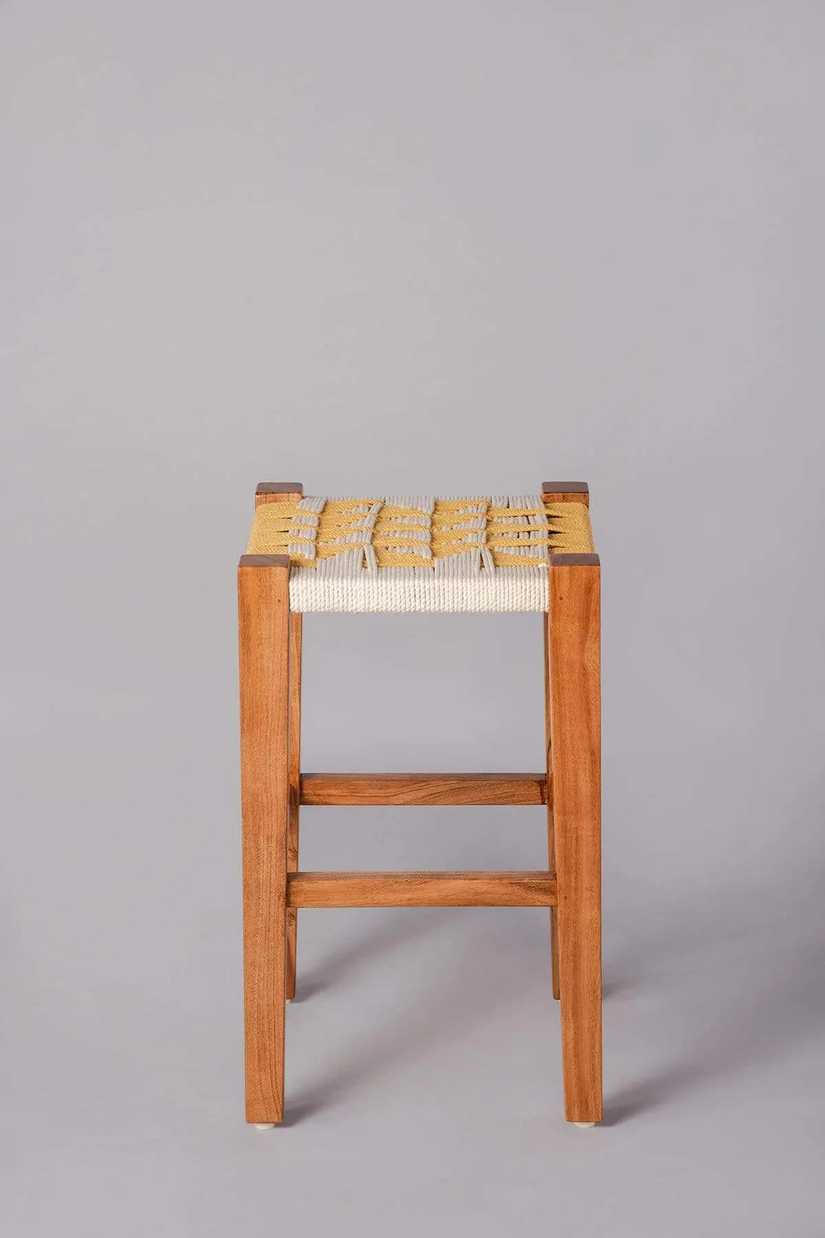 Retro Rush Acacia Wood And Rope Stool