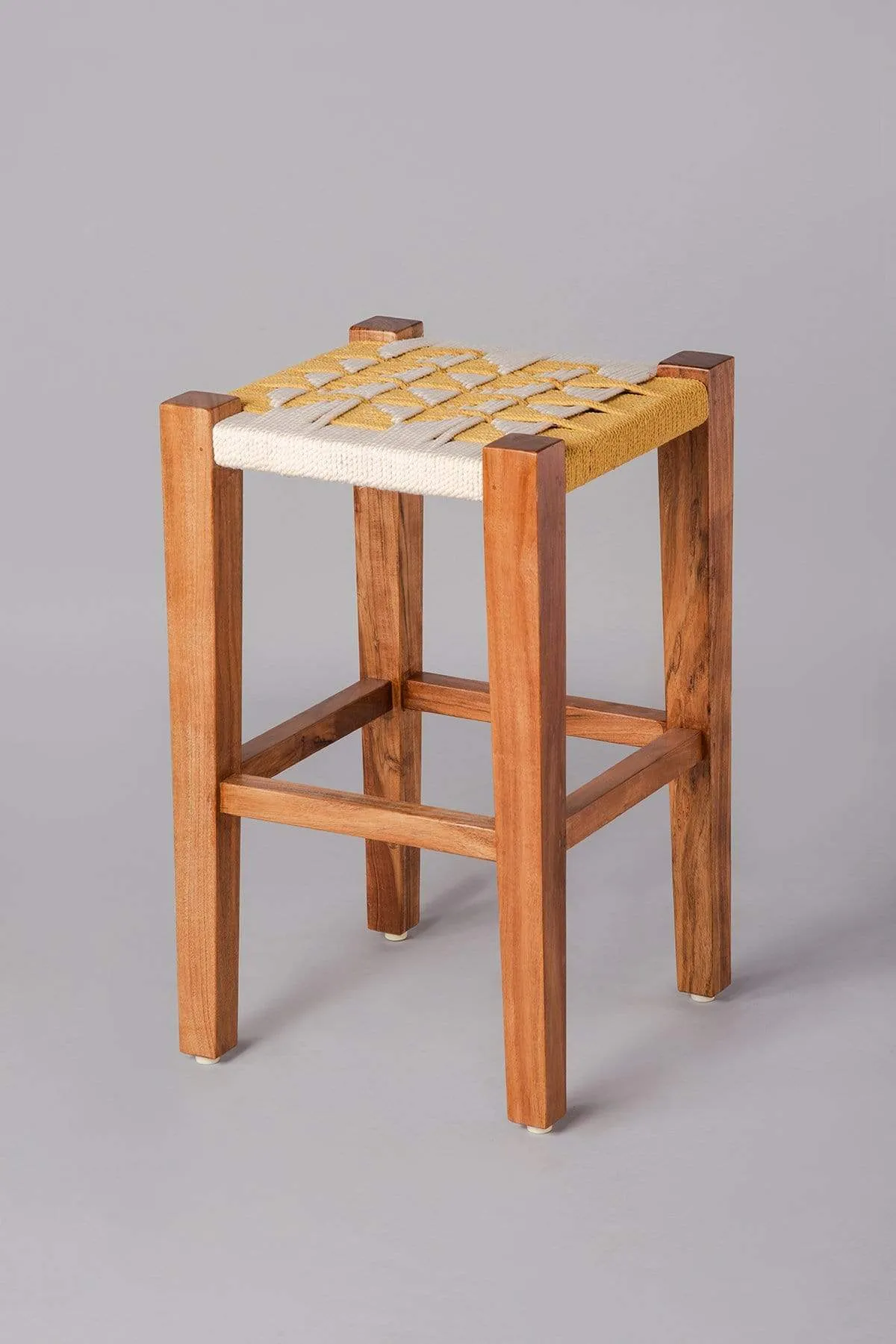 Retro Rush Acacia Wood And Rope Stool