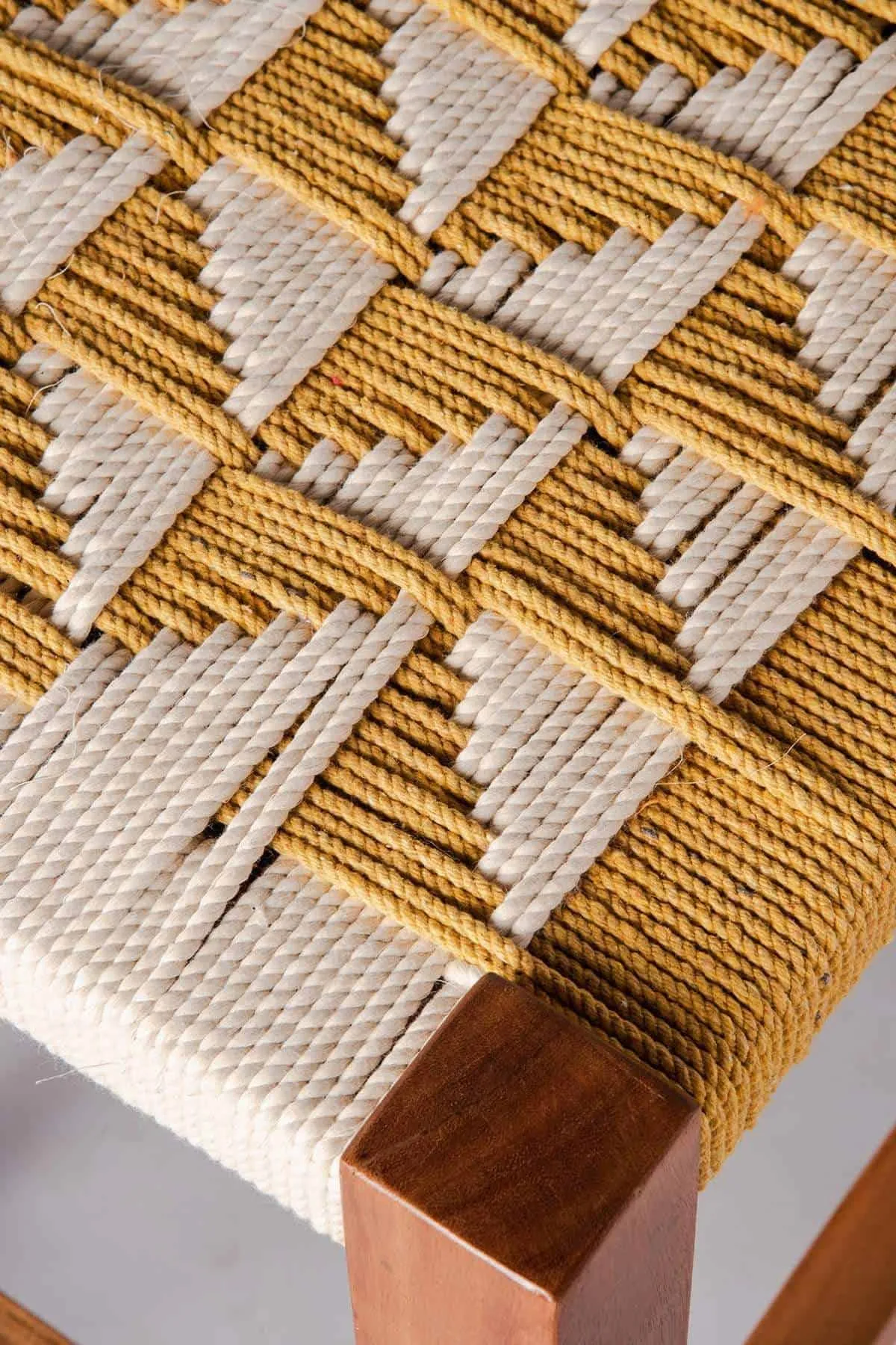 Retro Rush Acacia Wood And Rope Stool