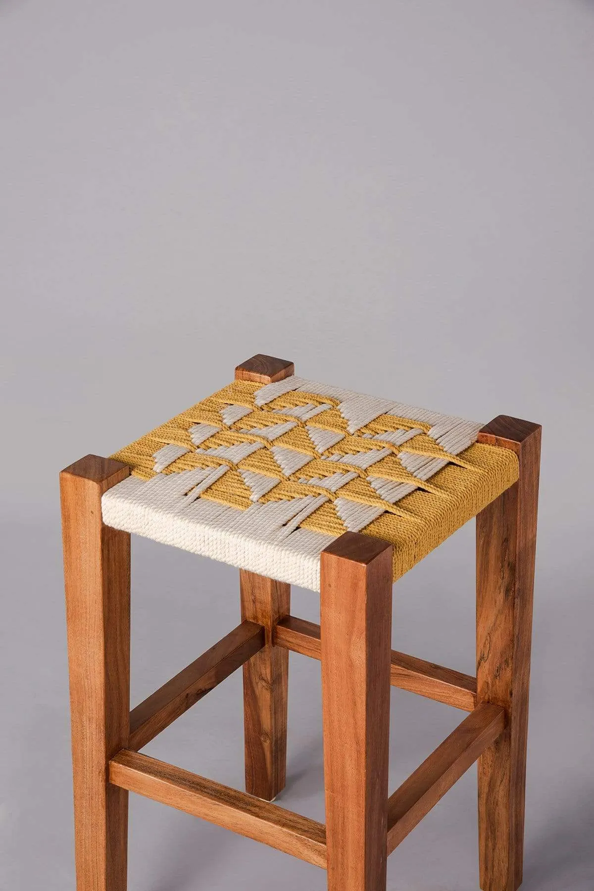 Retro Rush Acacia Wood And Rope Stool
