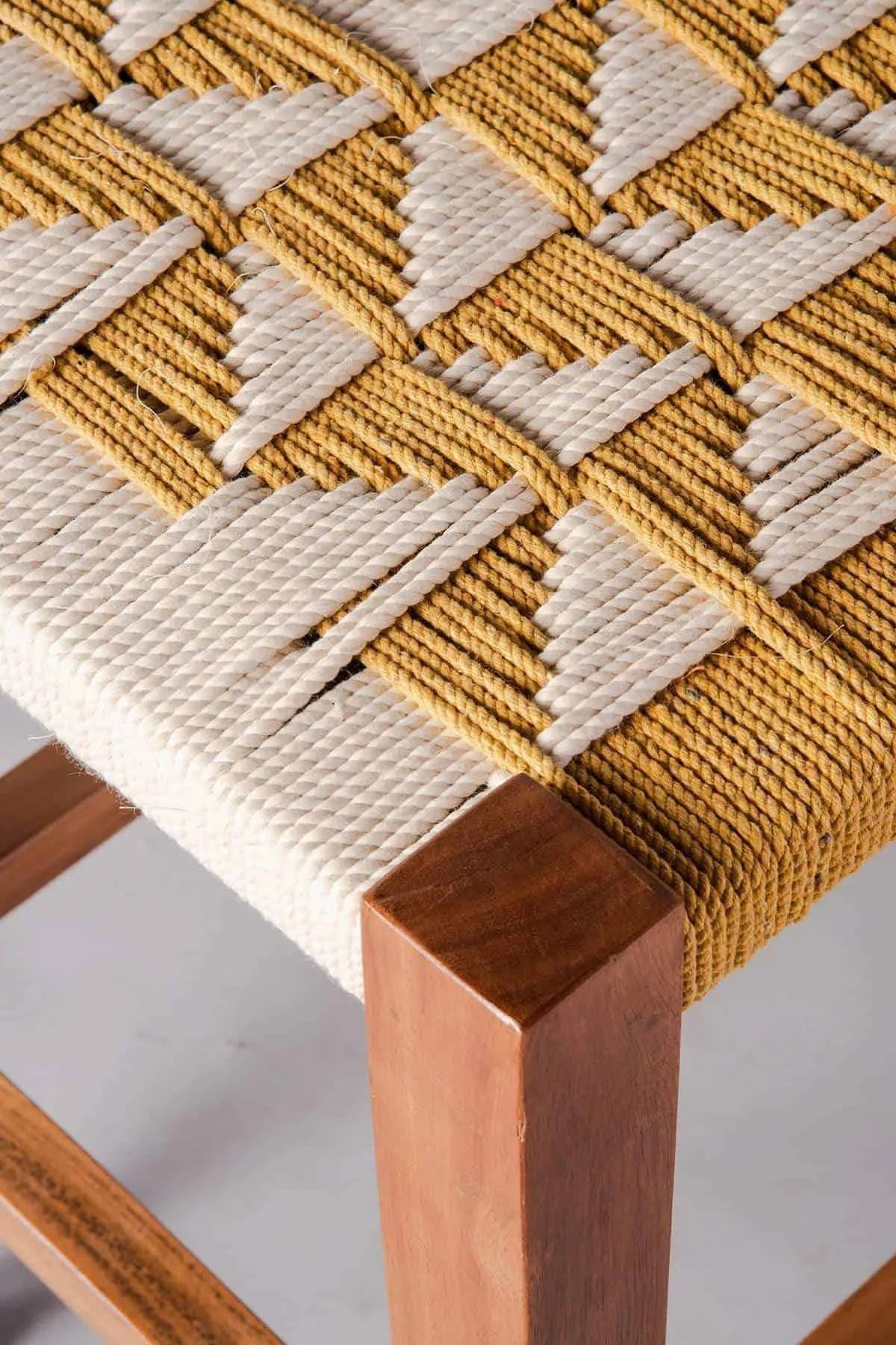 Retro Rush Acacia Wood And Rope Stool