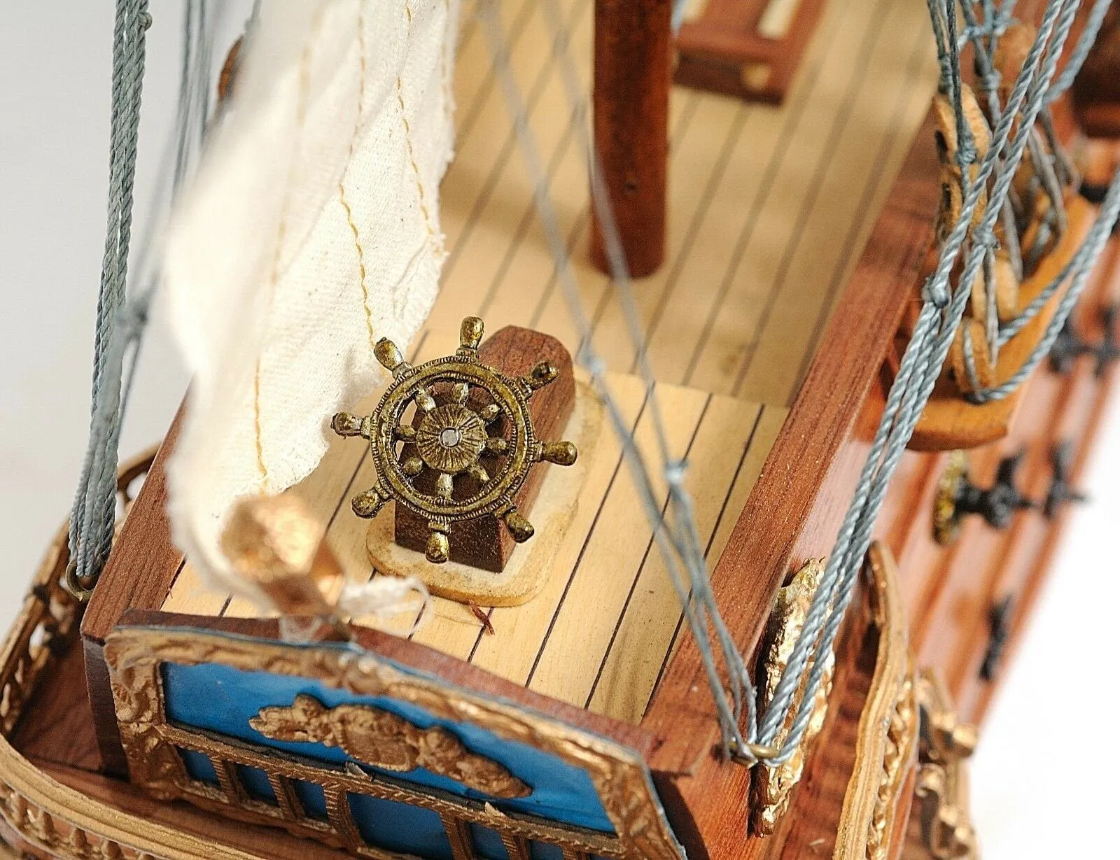 San Felipe Spanish Armada Galleon Tall Ship Small Wood Model Sailboat Assembled