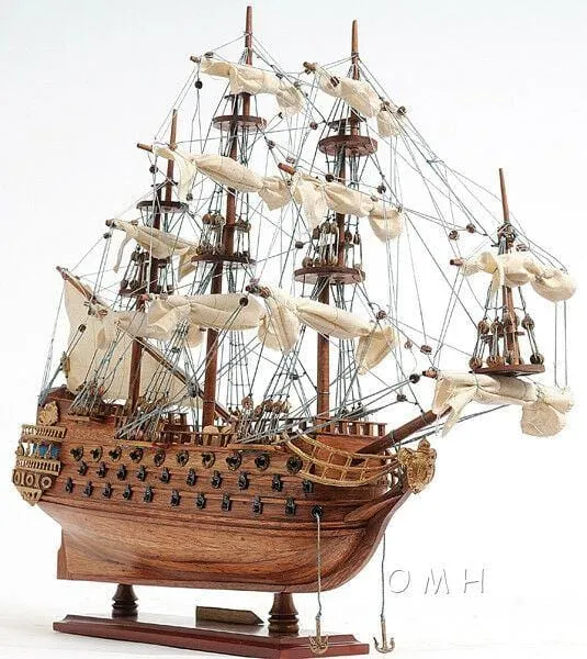 San Felipe Spanish Armada Galleon Tall Ship Small Wood Model Sailboat Assembled