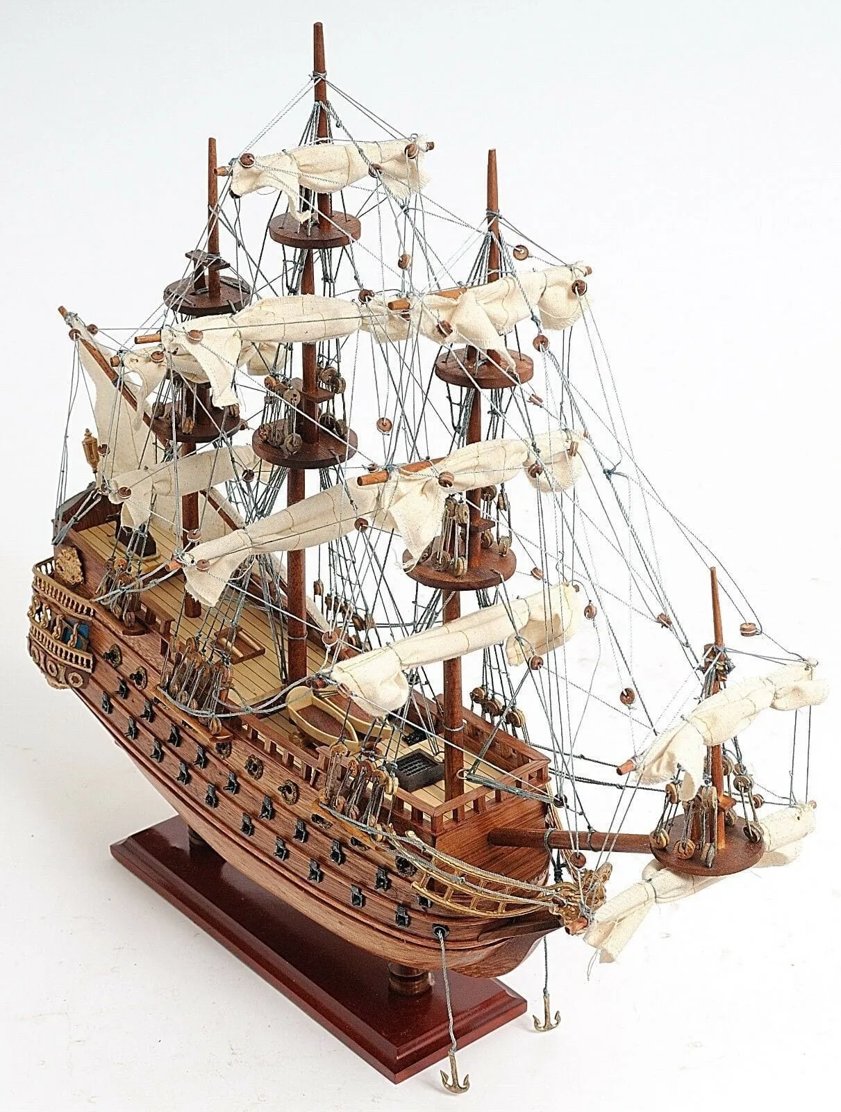 San Felipe Spanish Armada Galleon Tall Ship Small Wood Model Sailboat Assembled