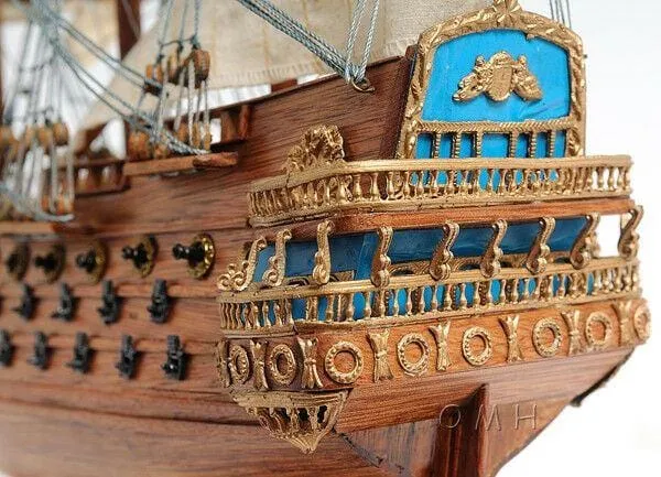 San Felipe Spanish Armada Galleon Tall Ship Small Wood Model Sailboat Assembled