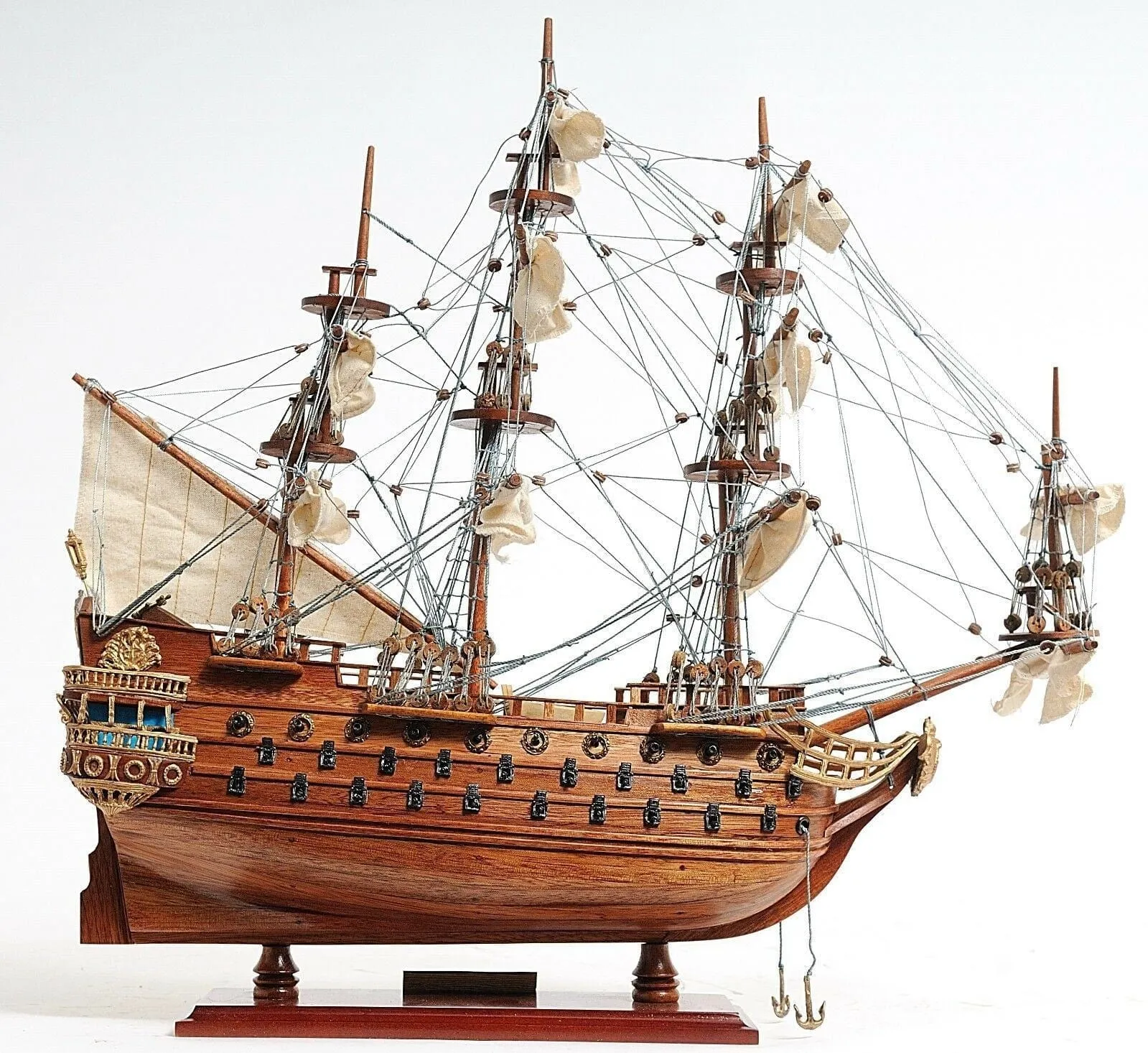 San Felipe Spanish Armada Galleon Tall Ship Small Wood Model Sailboat Assembled