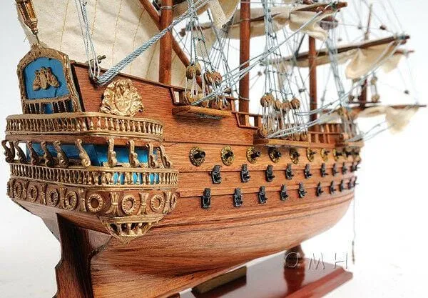 San Felipe Spanish Armada Galleon Tall Ship Small Wood Model Sailboat Assembled