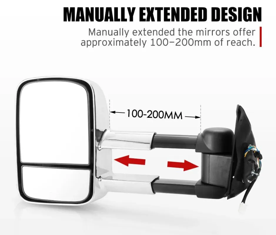 San Hima Extendable Towing Mirrors for Toyota Hilux 2005-2015 with Indicators