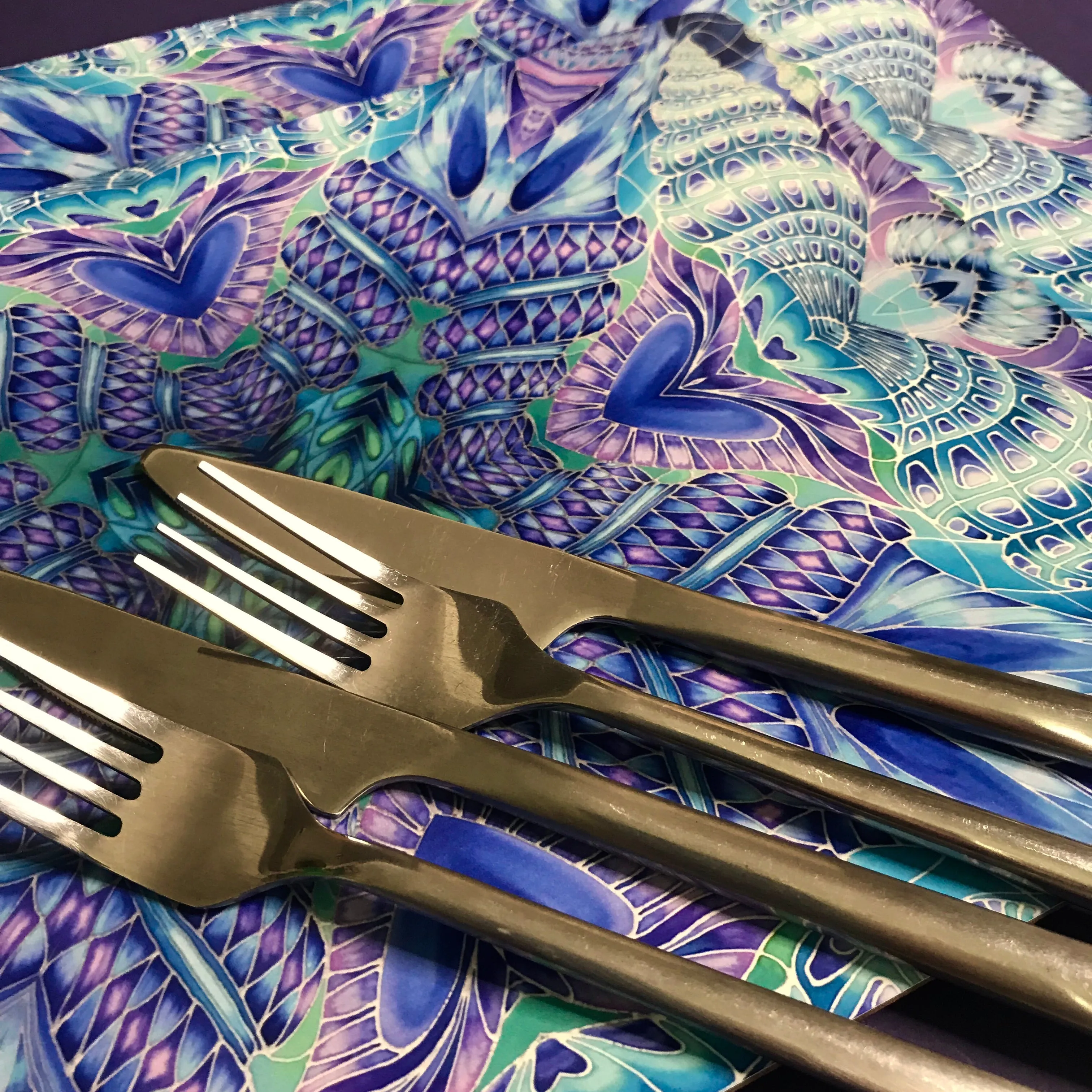 Spiral Shells Kaleidoscope Table Mats and Coasters- High Quality Table Mats - Blue Purple Green Tableware