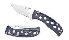 Spyderco PITS Folder Titanium - Blue Bead Blasted Plain Blade