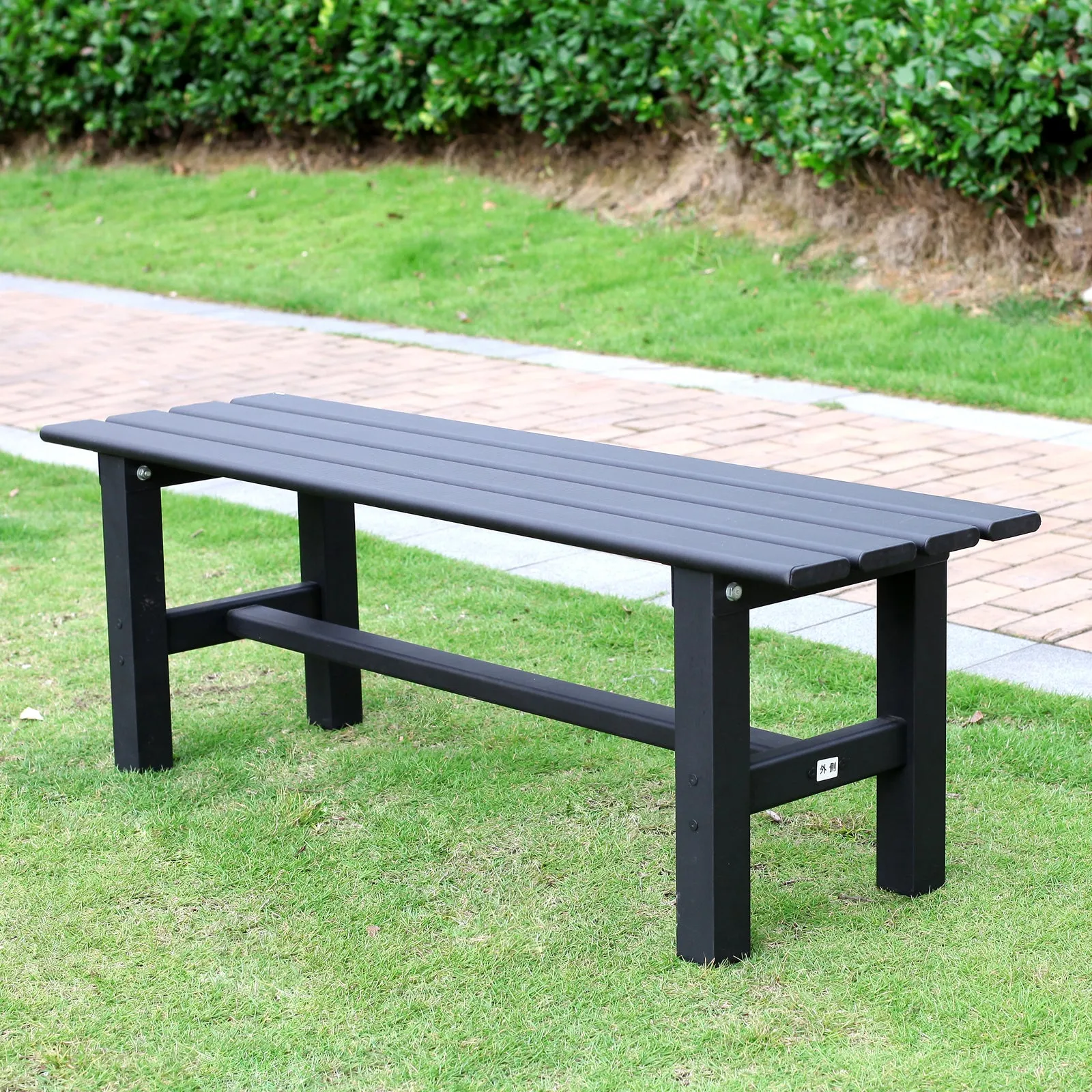 TECSPACE Aluminum Outdoor Patio Bench Black 35.4 x 14.2 x 15.7 inches Light Weight High Load-Bearing Outdoor Patio Bench