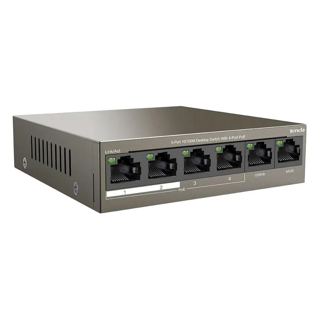 Tenda TEF1106P-4-63W Unmanaged Desktop PoE Switch 6 Port 10/100Mbps With 4 Port PoE