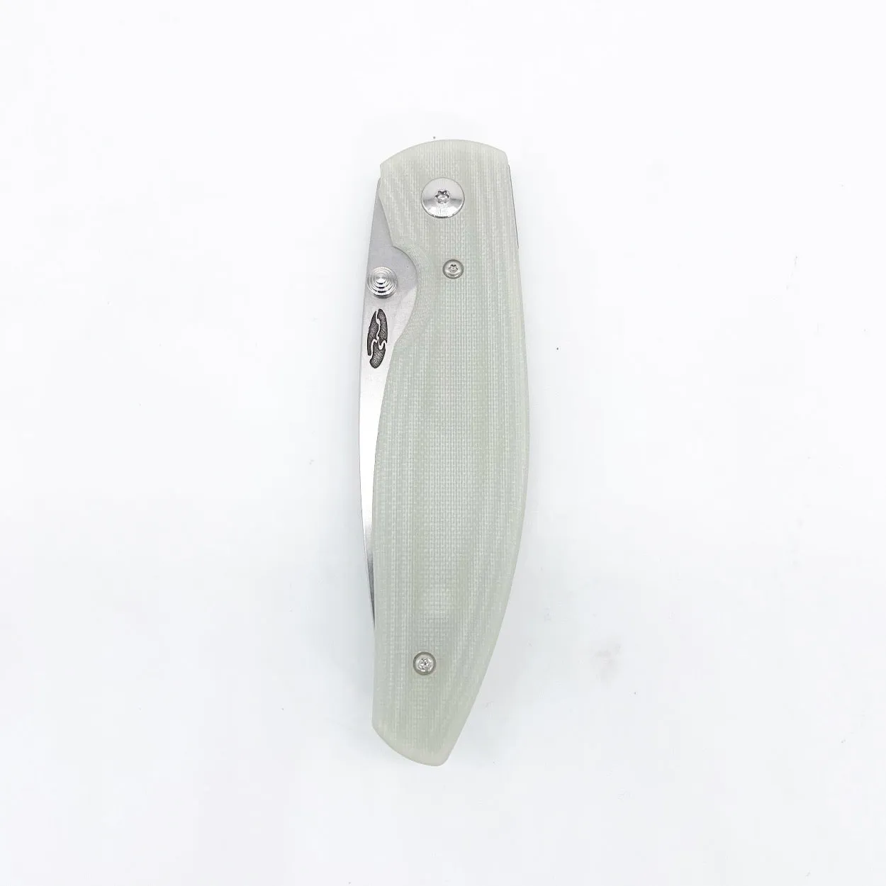 Three Rivers Mfg ATOM Linerlock 3.5" Tumbled CPM-20CV Jade G10 3D Contoured Scales