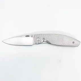 Three Rivers Mfg ATOM Linerlock 3.5" Tumbled CPM-20CV Titanium 3D Contoured Scales Lizard Skin Diamond Texture
