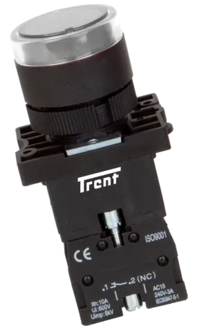 TRIB-22D-W-24, 22mm LED Pushbutton & Indicator White 24AC/DC, Plastic, IEC60947-5-1
