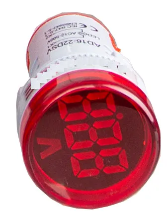 TRV-22D-R-400, 22mm LED Voltmeter RED 20-500VAC, Plastic, IP40, IEC60947-5-1