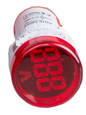 TRV-22D-R-400, 22mm LED Voltmeter RED 20-500VAC, Plastic, IP40, IEC60947-5-1