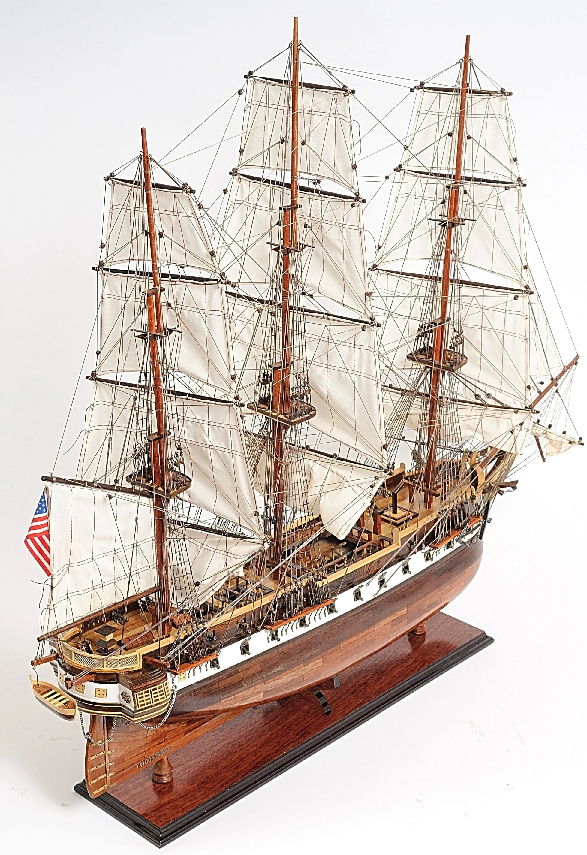 United States Navy USS Constellation Tall Ship  Wood Model Sailboat Assembled