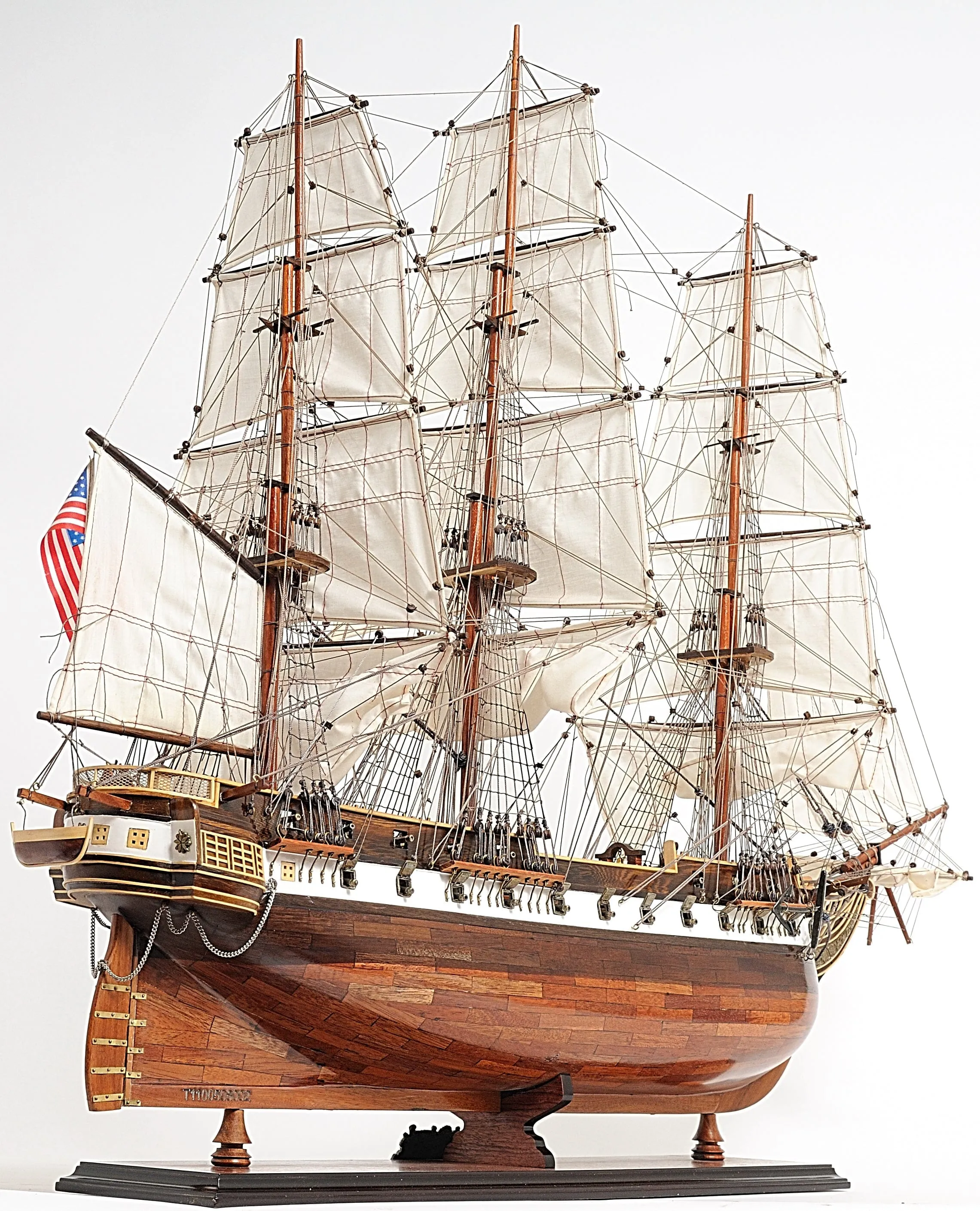 United States Navy USS Constellation Tall Ship  Wood Model Sailboat Assembled