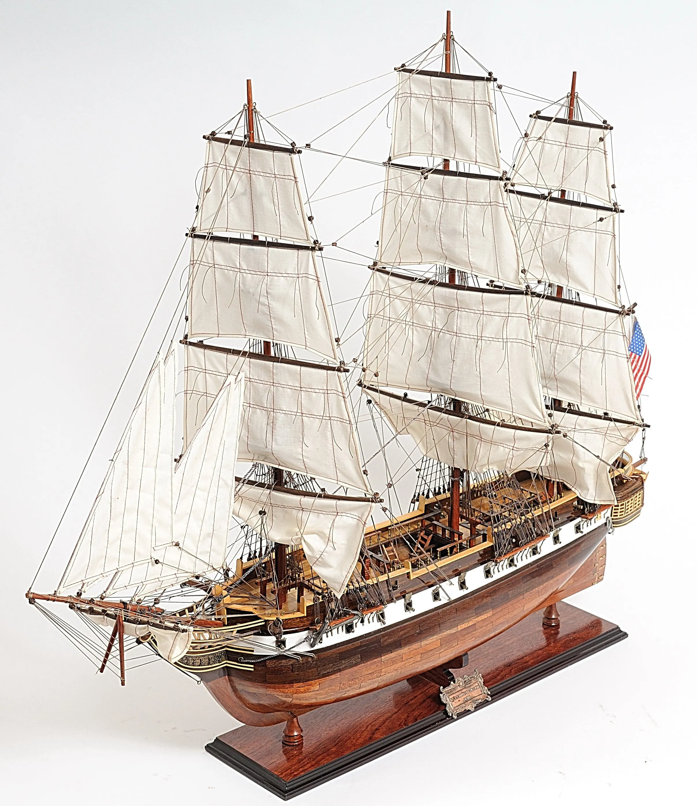 United States Navy USS Constellation Tall Ship  Wood Model Sailboat Assembled