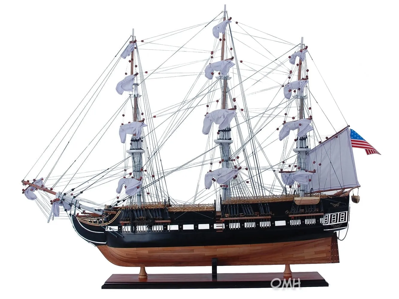 USS  Constellation Three-Mast Frigate Tall Ship Large  Wood Model Sailboat Assembled