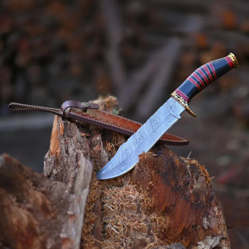 Vintage Damascus Steel Bowie knife