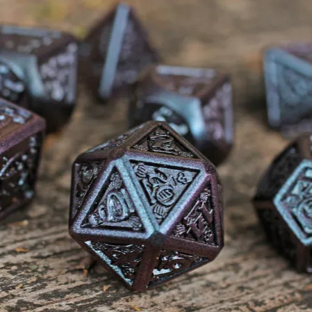 Violet Violence 7-Piece Metal Dice Set
