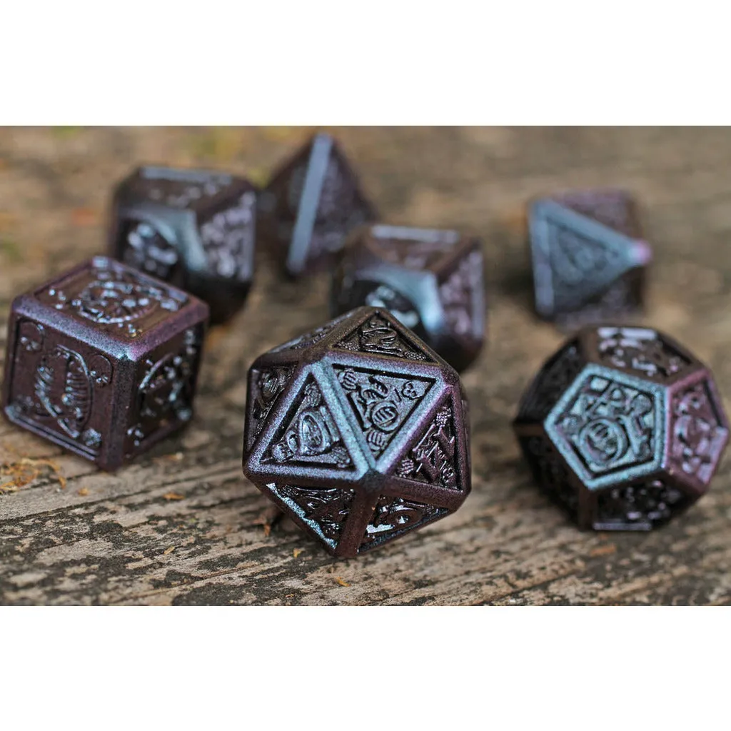 Violet Violence 7-Piece Metal Dice Set